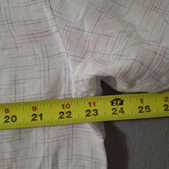 Tommy Bahama Shirt Mens Large White Linen Blend Button Up Plaid Island Zone - Picture 7 of 7